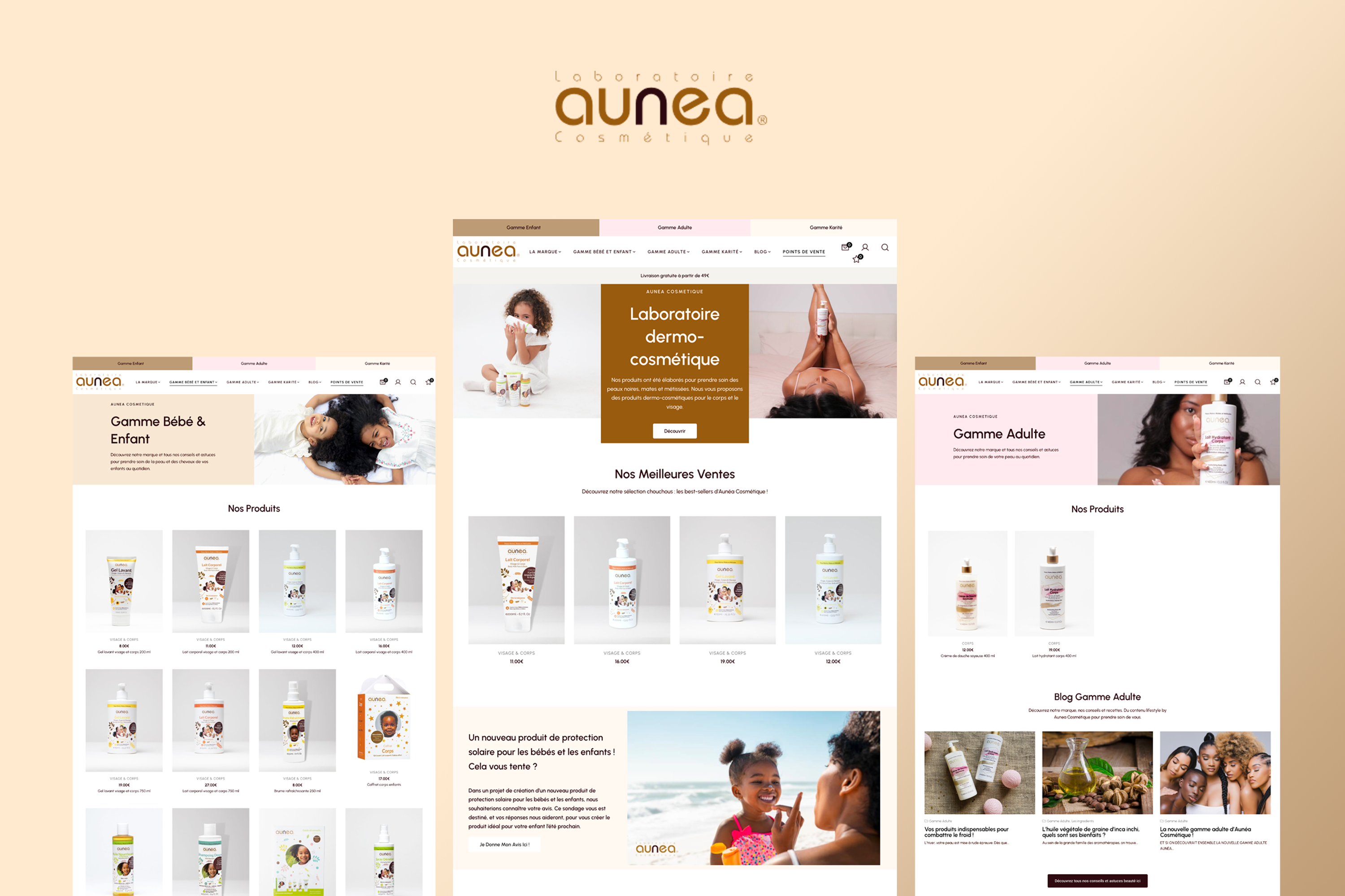 Site e-commerce - Aunea Cosmétique