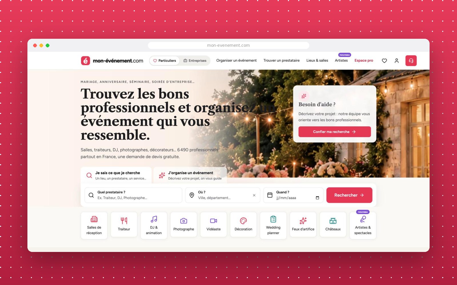 Mon-Événement — page d'accueil