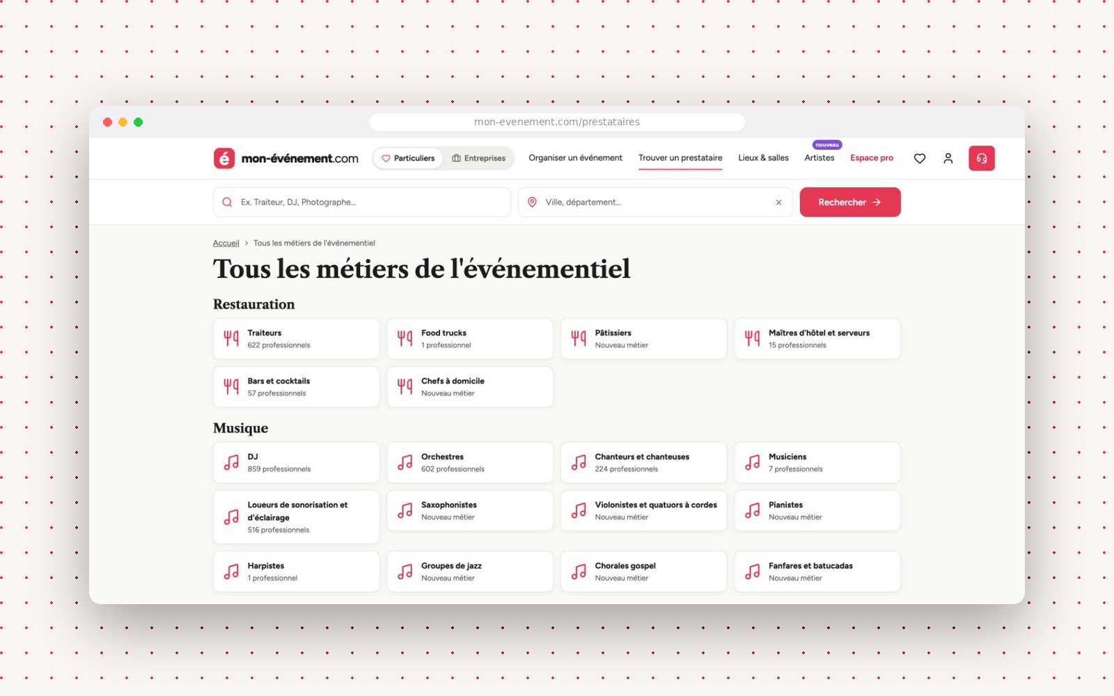 Mon-Événement — tous les métiers