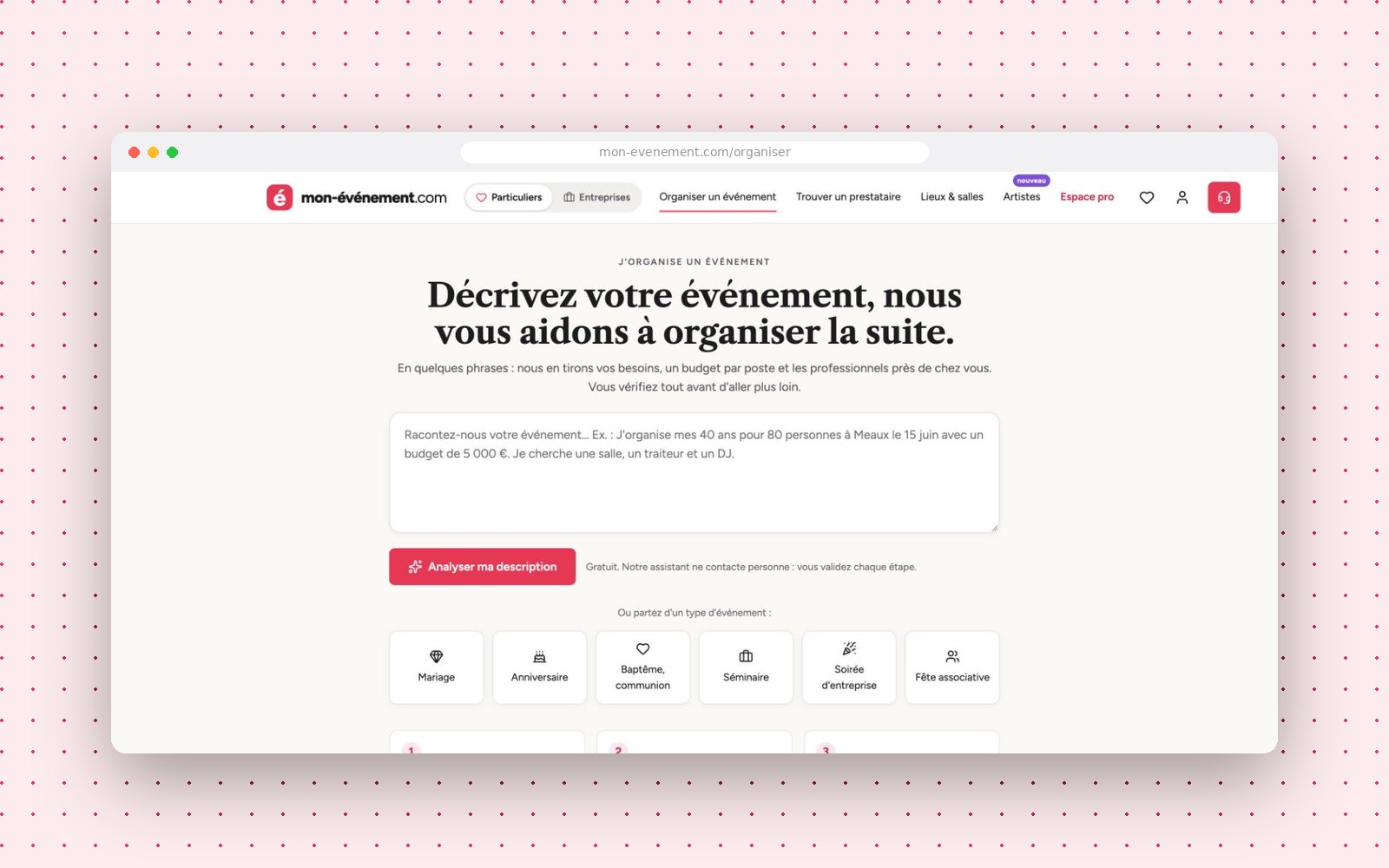 Mon-Événement — Assistant IA « J’organise »
