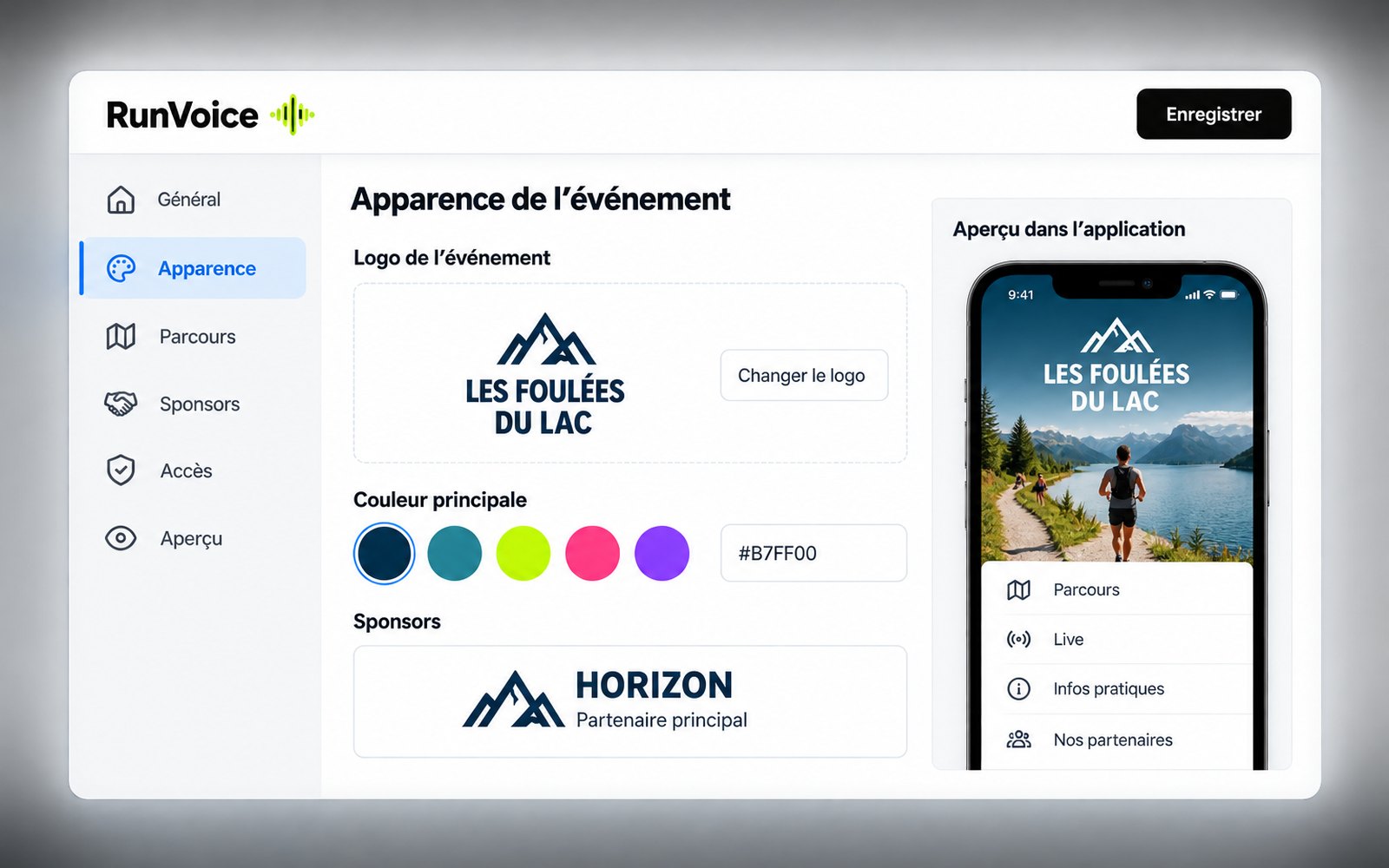RunVoice — Espace organisateur