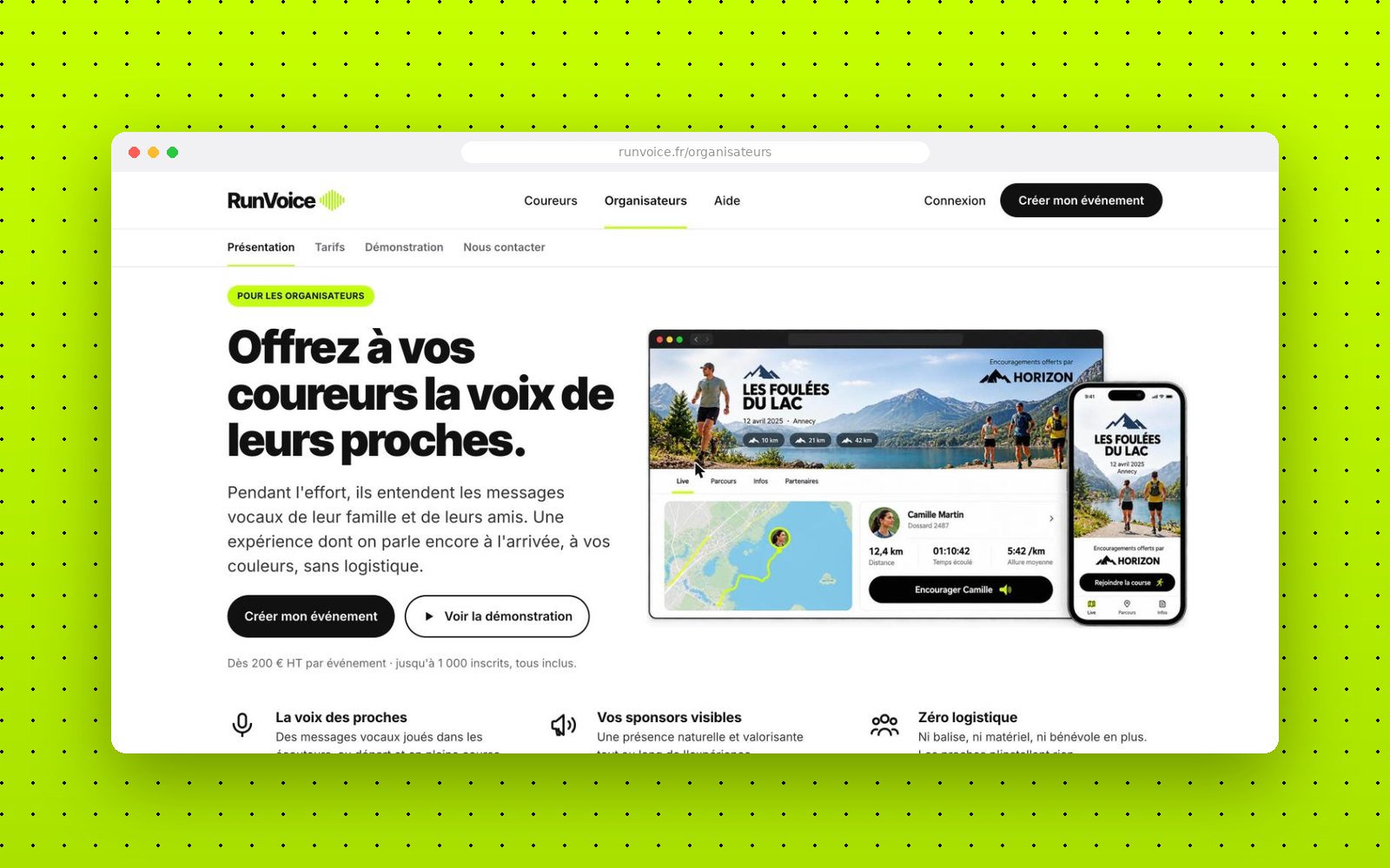 RunVoice — site organisateurs