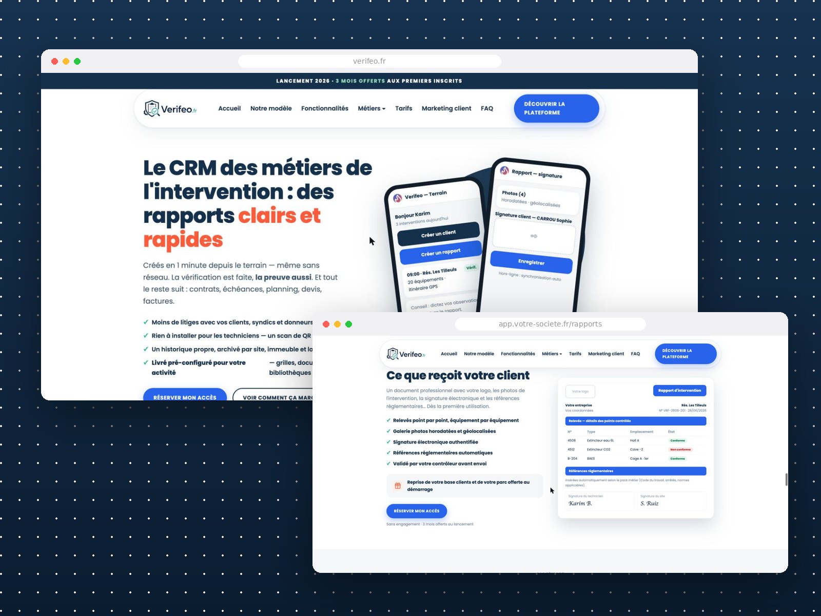 Verifeo — site et rapport d’intervention